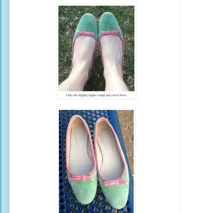 Boden Green Suede Ballerinas w/pink trim 39 8